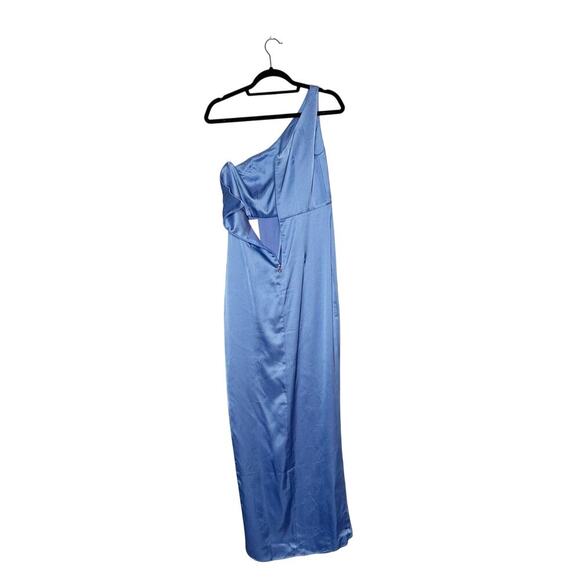 NWT Nookie Virtue Satin One Shoulder Gown Women's Periwinkle Size Medium - Picture 5 of 8